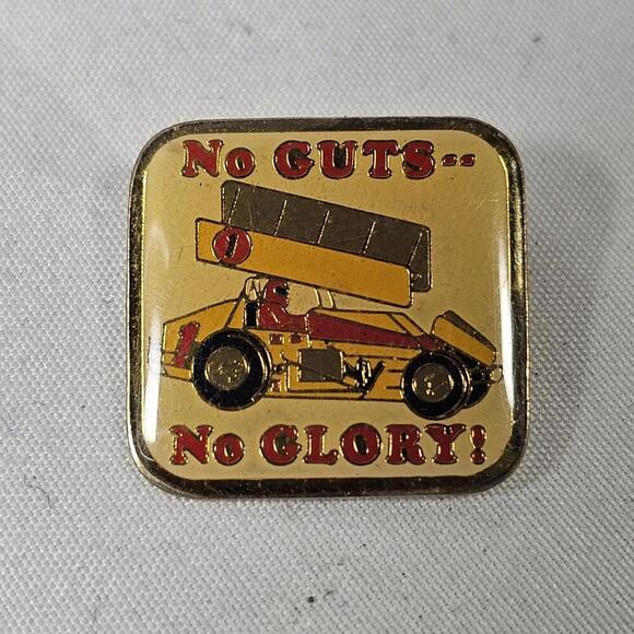 Other - Vintage No Guts No Glory Sprint Dirt Track Racecar Cart Souvenir Lapel Hat Pin
